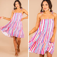 Load image into Gallery viewer, It's Your Story Fuchsia Pink and Powder Blue Striped Dress