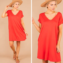Load image into Gallery viewer, Call Me Up Red T-shirt Dress