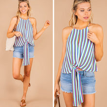 Load image into Gallery viewer, Up And Comer Blue Multi Striped Tank