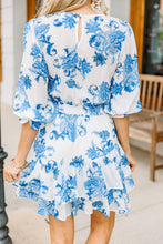 Load image into Gallery viewer, Never Too Much Ivory And Blue Floral Dress