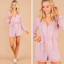 Load image into Gallery viewer, Feeling Fine Lilac Purple Polka Dot Romper