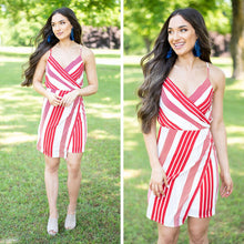 Load image into Gallery viewer, My Sights Are On You Cherry Red and White Multi Stripe Dress
