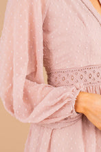 Load image into Gallery viewer, Living In A Dream Mauve Pink Swiss Dot Dress