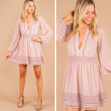 Load image into Gallery viewer, Living In A Dream Mauve Pink Swiss Dot Dress