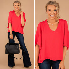 Load image into Gallery viewer, We're Here For You Tomato Red Ruffle Sleeve Top