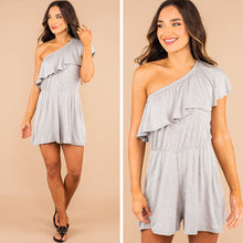 Load image into Gallery viewer, Sweet Style Heather Gray One Shoulder Romper