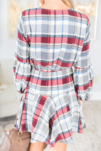 Load image into Gallery viewer, Crisp And Cool Burgundy Red Plaid Dress