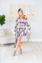 Load image into Gallery viewer, Crisp And Cool Burgundy Red Plaid Dress