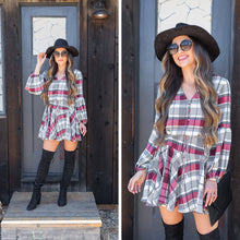 Load image into Gallery viewer, Crisp And Cool Burgundy Red Plaid Dress