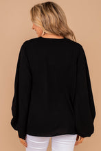 Load image into Gallery viewer, Thanks To You Black Bubble Sleeve Blouse