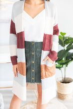 Load image into Gallery viewer, For The Look Burgundy Multi Colorblock Cardigan