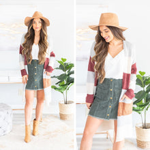 Load image into Gallery viewer, For The Look Burgundy Multi Colorblock Cardigan