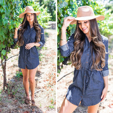 Load image into Gallery viewer, Told You So Dark Wash Chambray Dress