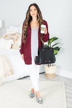 Load image into Gallery viewer, Somebody To Love Burgundy Red Cable Knit Cardigan