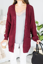 Load image into Gallery viewer, Somebody To Love Burgundy Red Cable Knit Cardigan