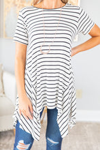 Load image into Gallery viewer, Let's Talk Ivory White and Black Striped Tunic