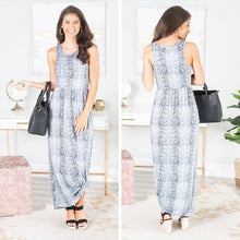 Load image into Gallery viewer, This Is The Truth Charcoal Gray Snake Maxi Dress