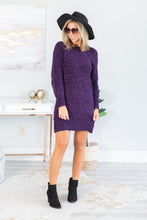 Load image into Gallery viewer, Soft Heart Plum Purple Chenille Sweater Dress
