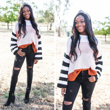 Load image into Gallery viewer, Where To Go Peach Pink Multi Striped Sweater