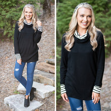 Load image into Gallery viewer, Meet You Here Black Cowl Neck Sweater