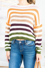 Load image into Gallery viewer, Up All Night Ivory Multicolored Striped Sweater