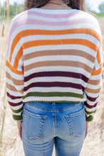 Load image into Gallery viewer, Up All Night Ivory Multicolored Striped Sweater