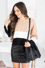 Load image into Gallery viewer, Here We Are Taupe Black Colorblock Sweater