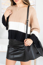 Load image into Gallery viewer, Here We Are Taupe Black Colorblock Sweater