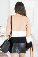 Load image into Gallery viewer, Here We Are Taupe Black Colorblock Sweater