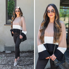 Load image into Gallery viewer, Here We Are Taupe Black Colorblock Sweater