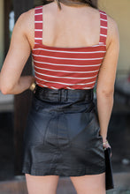 Load image into Gallery viewer, Stay Tuned Marsala-White Striped Bodysuit