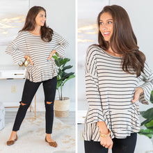 Load image into Gallery viewer, Steady As She Goes Oatmeal-Black Striped Top