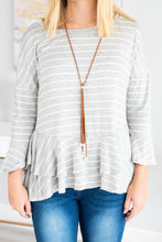Load image into Gallery viewer, Steady As She Goes Gray-White Striped Top