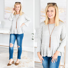 Load image into Gallery viewer, Steady As She Goes Gray-White Striped Top