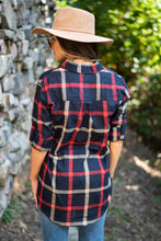 Load image into Gallery viewer, Just Me And You Navy Blue Plaid Button Down Top