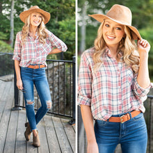 Load image into Gallery viewer, Just Me And You Red Bean Plaid Button Down Top