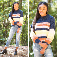 Load image into Gallery viewer, Right This Way Blue Multi Striped Sweater