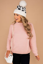 Load image into Gallery viewer, Keeping Cozy Pink Cable Knit Sweater