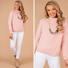 Load image into Gallery viewer, Keeping Cozy Pink Cable Knit Sweater
