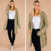 Load image into Gallery viewer, Tell Somebody Olive Green Popcorn Cardigan