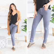 Load image into Gallery viewer, Living For The Day Gray Moto Zip Jeans