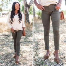 Load image into Gallery viewer, Living For The Day Olive Moto Zip Jeans