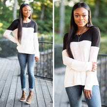 Load image into Gallery viewer, Casual Cuteness Black Colorblock Top