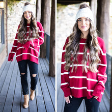 Load image into Gallery viewer, Better Together Red Striped Sweater