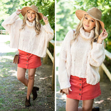 Load image into Gallery viewer, Cozy Satisfaction Ecru White Turtleneck Sweater