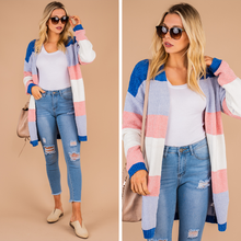 Load image into Gallery viewer, Stand Out Blue And Mauve Colorblock Cardigan