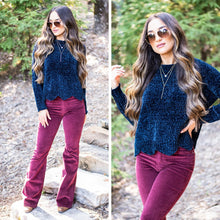 Load image into Gallery viewer, Leave You To It Navy Blue Chenille Sweater