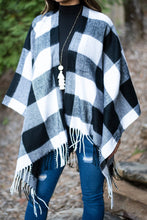 Load image into Gallery viewer, Lost In Love White-Black Plaid Shawl