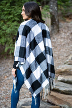 Load image into Gallery viewer, Lost In Love White-Black Plaid Shawl