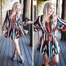 Load image into Gallery viewer, See You Together Rust Orange Striped Dress